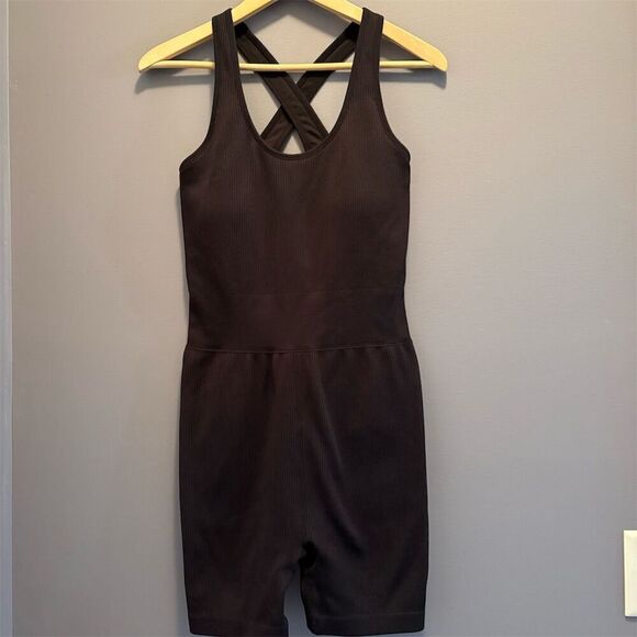 Love & Sports Pants - Love & Sports Women's Black XL Tank Bodysuit Crisscross Back Athleisure